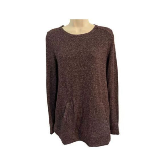 LOFT Plum Colored Long Sleeve Pullover with Kangaroo pocket. Size Small. - Picture 1 of 6